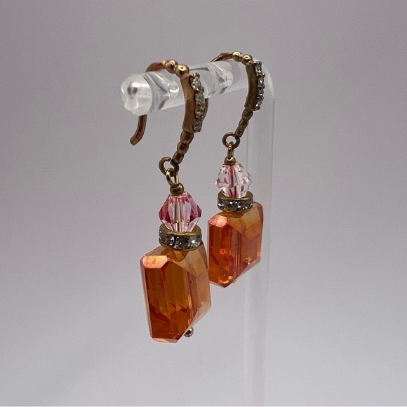 Topaz Colored beaded Drop Earrings - Pre-owned - Picture 4 of 12
